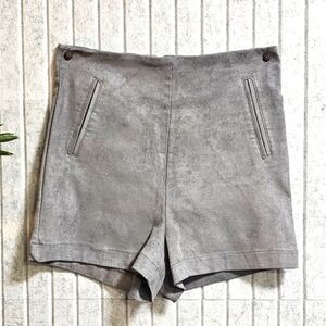 HAVE Gray Faux Suede Shorts Size Small High Waist Zipper Back Pockets Chic